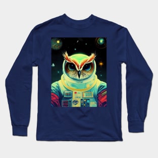 Retro Owl In Spacesuit Long Sleeve T-Shirt